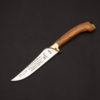 Μαχαίρι για κυνήγι με λαβ0ή από ξύλο ελιάς χειροφυλακτήρα και πλακέ τελείωμα μπρούτζινα