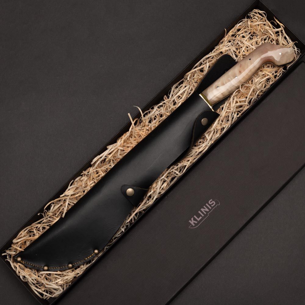 Μανσέτα με χερούλι από κέρατο κριαριού με δερμάτινη θήκη μέσα σε χάρτινο κουτί