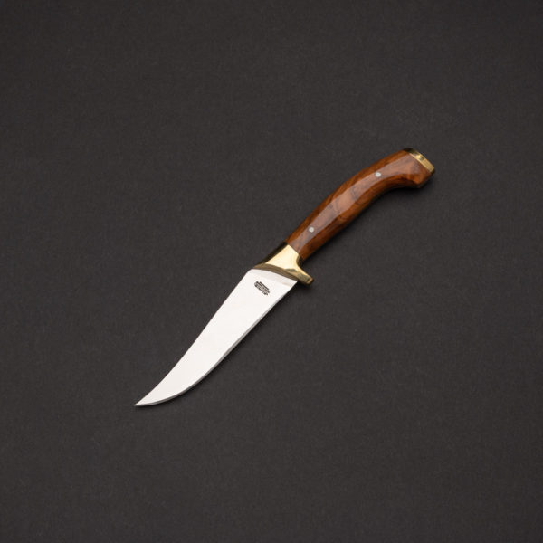 Μαχαίρι κλίνης για κυνήγι με λαβή από ξύλο ελιάς χειροφυλακτήρα και πλακέ τελείωμα μπρούτζινα